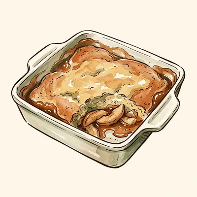 Illustrated depiction of Apple & Maple Pouding Chômeur