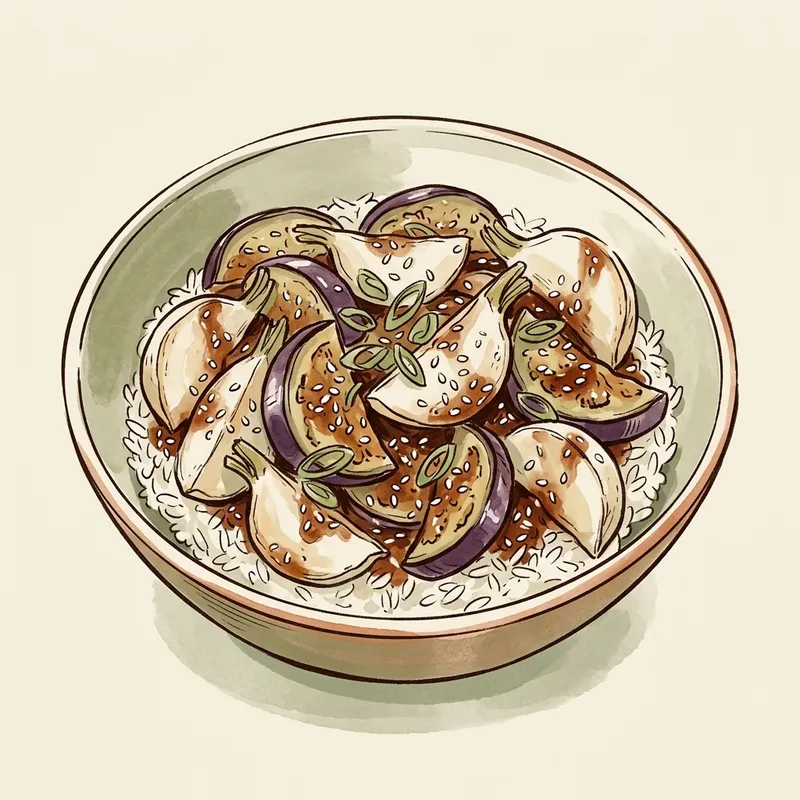Illustration de Navets et aubergine glacés au miso