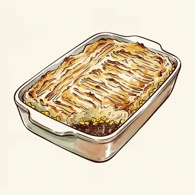 Illustrated depiction of Modern Pâté Chinois