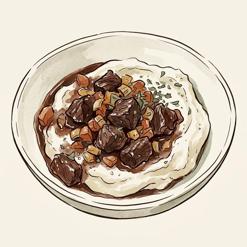 Illustration de Bœuf braisé lentement avec purée de céleri-rave